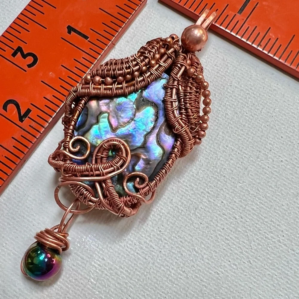Handcrafted Copper and California Abalone Pendant - Picture 4 of 5